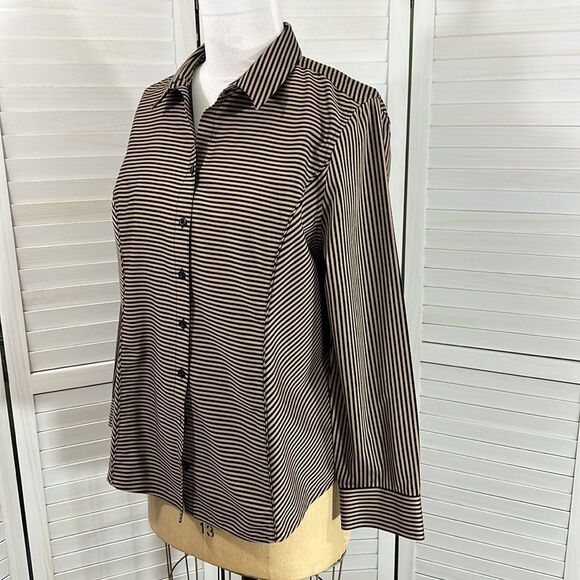 Chico's No Iron Sateen Stripe Shirt Size 3 XL Size 16 NWOT - Picture 6 of 16